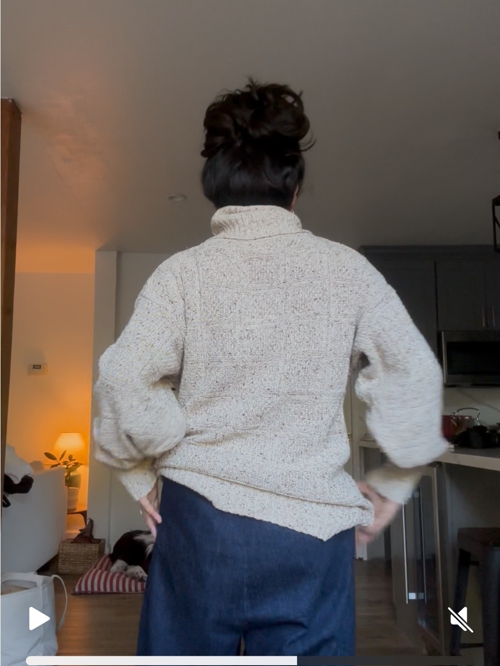 Cozy Knit Cowl Neck Sweater in Beige-Cream - Picture 4 of 5